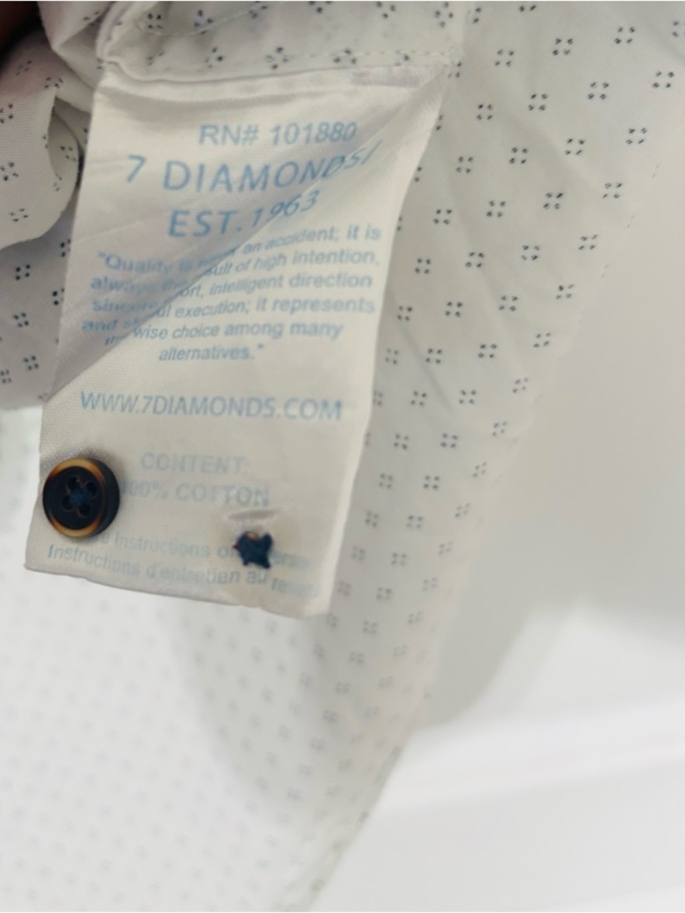 7 Diamonds White Short-Sleeve Button-Down Shirt with Micro Dot Print - Picture 7 of 9